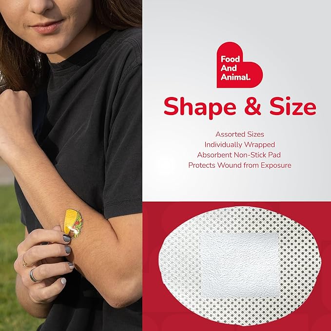 BioSwiss Bandages, Assorted Animal, Fun, and Food Shaped Self Adhesive Bandage, Latex Free Sterile Wound Care, 300 Count-CubbioJoy