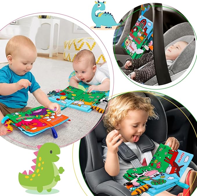 2 PCS High Contrast Crinkle Baby Books 0-6 Months Interactive Sensory Baby Toys 9-12 Month Montessori Activities Touch Feel Infant Book 0-3-6 Month Car Seat Travel Essentials Newborn Development Gift-CubbioJoy
