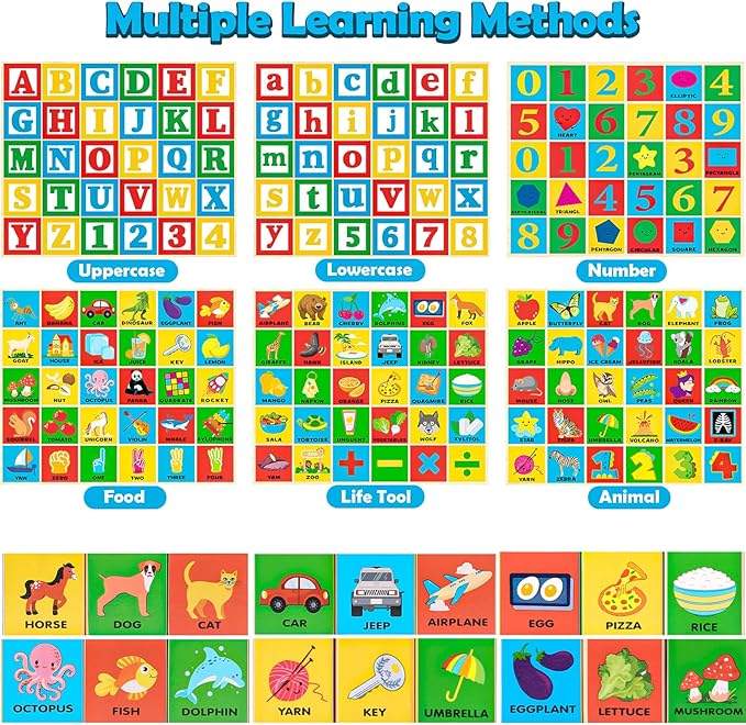 Atoylink ABC Wooden Building Blocks for Toddlers 1-3, 30 Pcs Alphabet & Number Stacking Toys with Storage Pull Toy Car Learning & Education Montessori Toys for 1 2 3 Year Old Baby Boy Girl Gifts-CubbioJoy