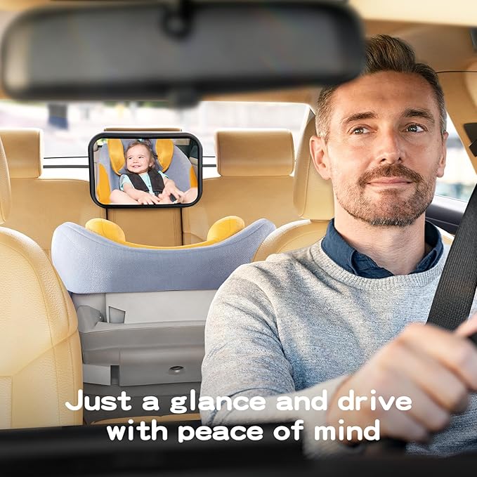 Baby Car Mirror for Baby Hook Clip Design Never Shake Baby Mirror for Car Seat Mirror Rear Facing Newborn Essentials Easy Install Back Seat Mirrors for Car Clear View ShatterProof Crash Tested-CubbioJoy