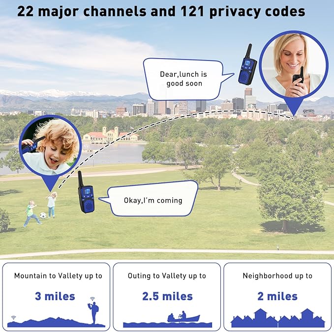 Adult Walkie Talkie WokTok Long Range Rechargeable Portable Two-Way Walkie Talkie, Hiking Accessories, SOS Sirens, NOAA Weather Alarms, Kid's Toys, Easy-to-Use Rechargeable Walkie Talkies,3 Pack-CubbioJoy