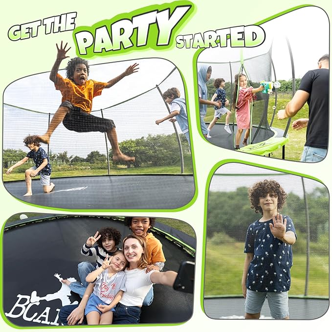 BCAN 8FT 10FT 12FT 14FT 15FT 16FT Recreational Trampoline with Enclosure for Kids Adults, ASTM Approved, Outdoor Trampolines with Ladder for Kids-CubbioJoy