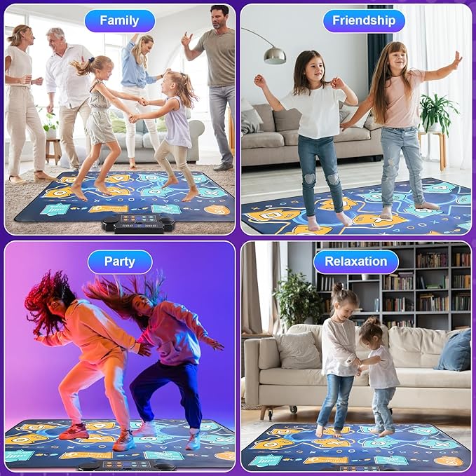 2Player Dance Mat for Kids, Electronic Double Dance Mixer Rhythm Step Play Mat,Dance pad Game Toys Music for Girls Boys,Christmas/Festival/Birthday Gifts for Kids,Age 3 4 5 6 7 8 9 10 11 12+ Year Old-CubbioJoy
