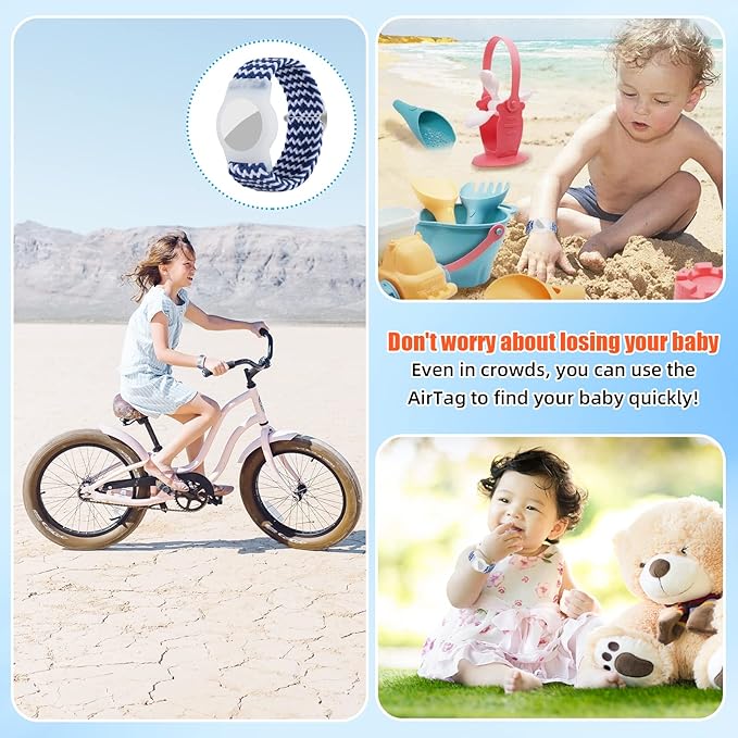 Bracelet for Kids Compatible with AirTag, Nylon Stretch Braided Air Tag Wristband, Protective Case for Airtag GPS Tracker Holder, Adjustable Elastic Watch Band for Toddler Child Elder (Rainbow)-CubbioJoy