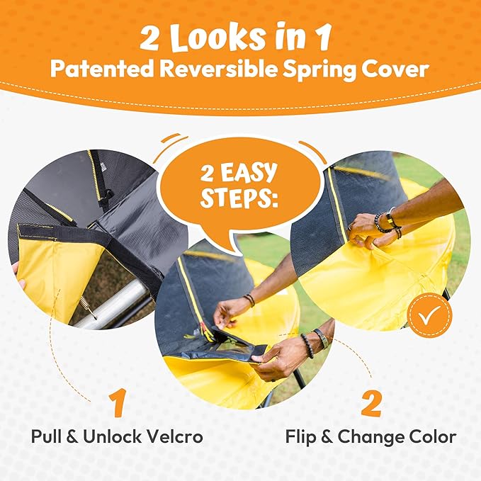 JUMPZYLLA Trampoline Outdoor 8FT 10FT 12FT 14FT 15FT 16FT with Enclosure and Ladder, ASTM Approved Recreational Trampoline for Kids and Adults, Anti-Rust Coated Frame-CubbioJoy