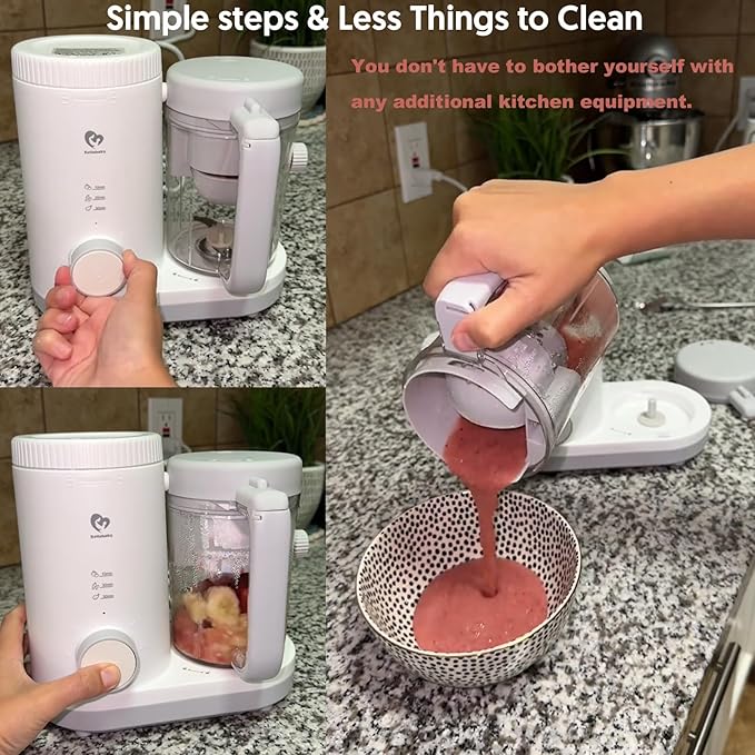 Baby Food Maker Bellababy Baby Food Processor, Puree Blender Steamer with Reversible Steam Basket, One Button Easy Operation & Large Opening for Easy Cleaning-CubbioJoy