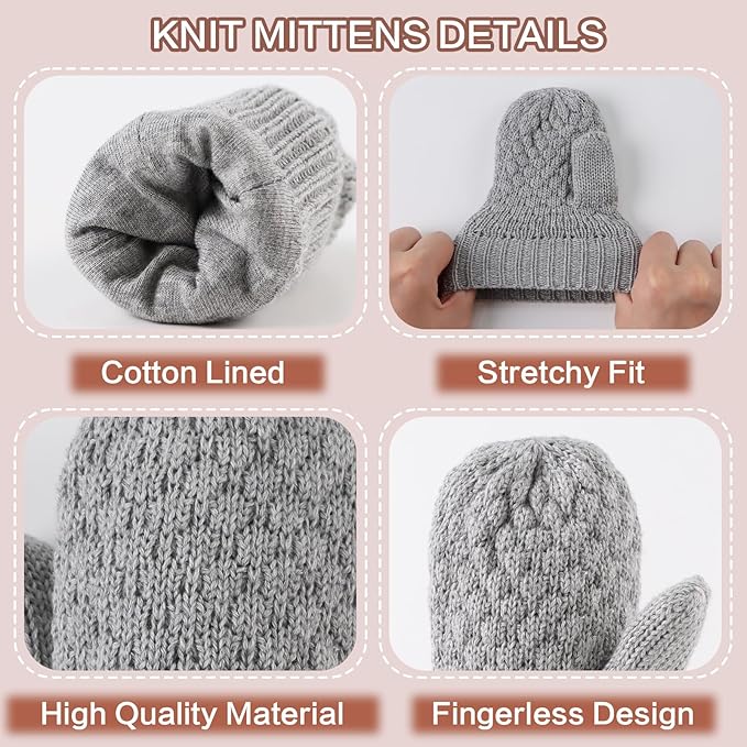 Baby Knit Mittens Toddler Boys Girls Gloves Winter Infant Newborn No Scratch Mitten 0-3 Years-CubbioJoy