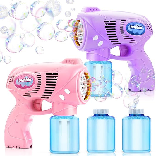 JOYIN 2 Bubble Guns with 2 Bottles Refill Solution, Bubble Machine Gun for Kids, Toddlers, Party Favors, Summer, Outdoors Activity, Wedding, Easter, Birthday Gift-CubbioJoy