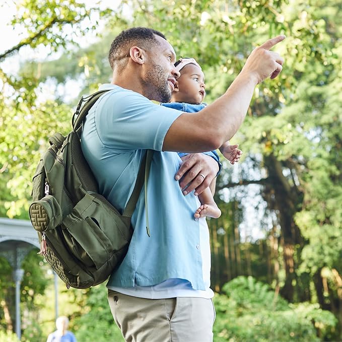 BabbleRoo Diaper Bag Backpack, Travel Backpack with Changing Pad, Pacifier Case & Stroller Straps, Multifunction, Waterproof, Unisex - Dark Gray-CubbioJoy