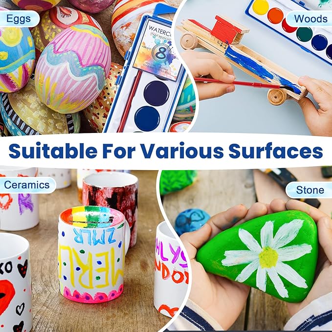 36 Pack Watercolor Paint Set, Washable Watercolor Paint Bulk for Kids, Water Color Paint with Paint Brushes, Ideal Gifts for Party Favors, School Supplies & Classroom Prizes, Art Activities, 8 Colors-CubbioJoy