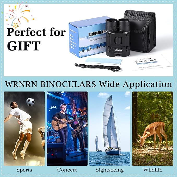 8x21 Mini Lightweight Binoculars, Compact Pocket Binocularsfor Adults Kids, Small Protable Binoculars for Bird Watching Travel Opera Theater Sports Scenery-CubbioJoy