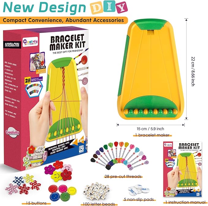 Arts and Crafts for Kids Ages 8-12,Friendship Bracelet Making Kit for Girl,Kids Jewelry Making Kit with 28 Pre-Cut Threads,Christmas Birthday Gifts for Ages 6 7 8 9 10 11 12 Year Old Green-CubbioJoy