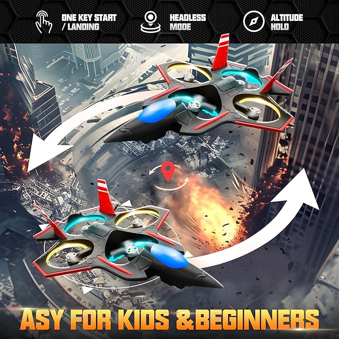 BEZGAR Brushless RC Plane with Camera | 2.4GHZ Remote Control Airplane, 6-axis Gyro Drones for Kids, RC Helicopter, 360°Flip Jet Fighter for Beginners with LED Navigation Lights and Two Batteries-CubbioJoy