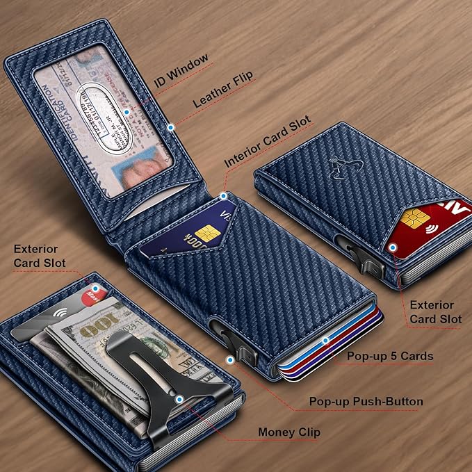 BULLIANT Men Wallet,Money Clip Wallet Slim For Gift Men 9Cards-Metal Credit Card Case in Magnetic Leather Flip-CubbioJoy
