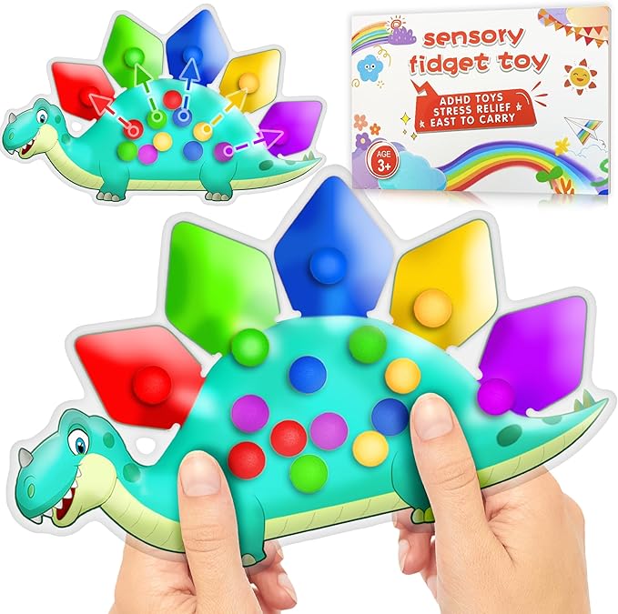 Dinosaur Color Sorting Sensory Toy Gift for Toddler Activities Fine Motor Matching Game Roadtrip Travel Essential Autism Fidgets for Classroom Christmas Stocking Stuffers for Kid 3 4 5 Year Old Boy-CubbioJoy