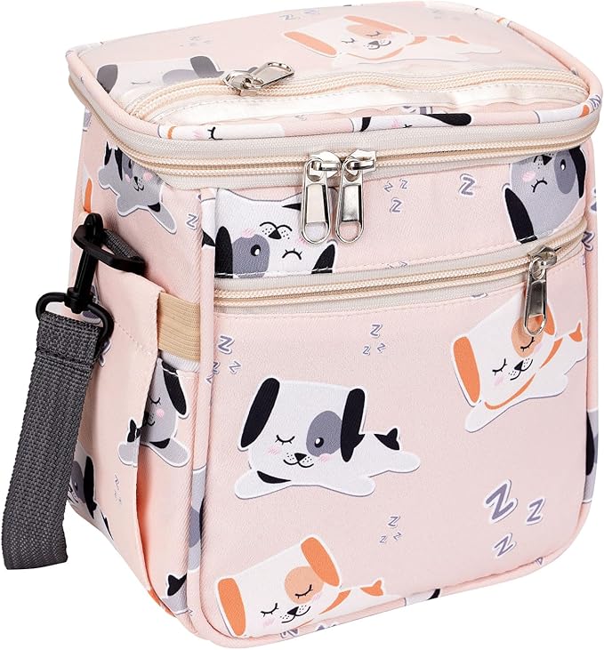 Baby Stroller Organizer Bag，Small Diaper Bag - Universal Stroller Organizer With Insulated Cup Holder,Pocket With Baby Wipes Dispenser，Adjustable Shoulder Strap(pink)-CubbioJoy