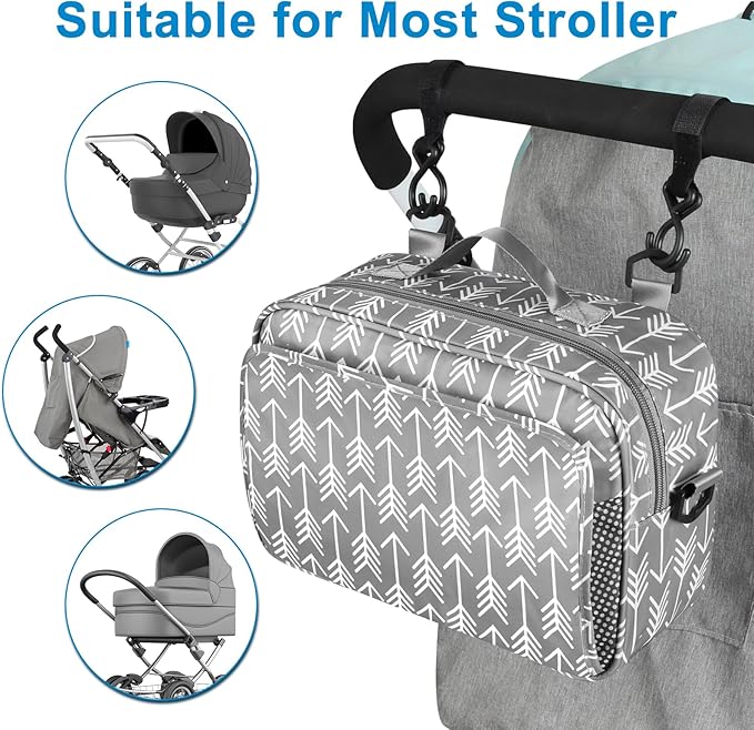 Accmor Stroller Organizer, Universal Stroller Organizer with Insulated Cup Holder Pocket, Dual Purpose Large Capacity Stroller Bag Caddy, Stroller Accessories Fits for Uppababy, Doona, Nuna Strollers-CubbioJoy
