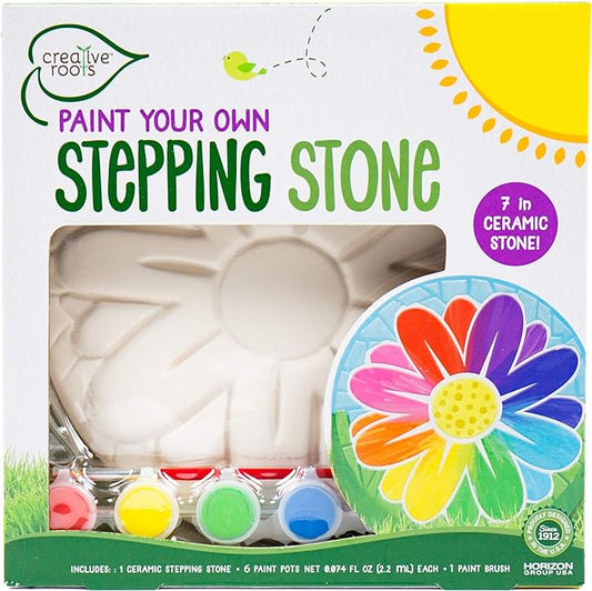 Creative Roots Mosaic Flower Garden Stepping Stone Kit, Includes 7-Inch Ceramic Stone & 6 Vibrant Paints, DIY Stepping Stone Kit for Kids Ages 6+-CubbioJoy