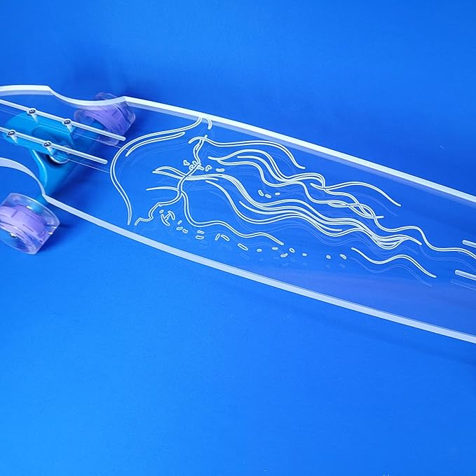 Clear Longboard Skateboard - Transparent Acrylic Long Boards with Light-Up LED Wheels for Smooth Rides - Ride The Streets in Style with Longboard Built for Beginners & Pros Alike-CubbioJoy