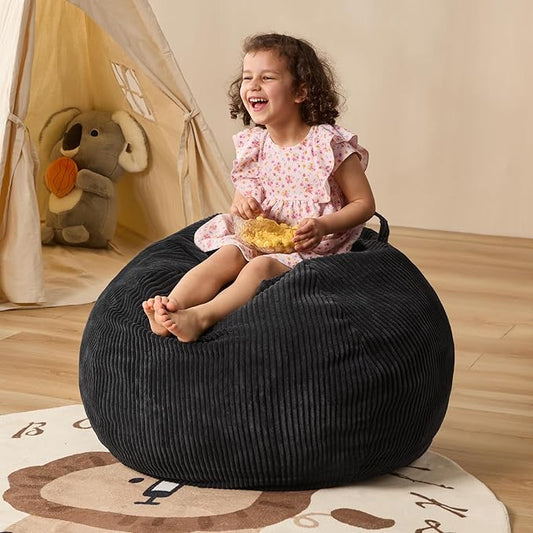 Bean Bag Chairs Teardrop Bean Bag Chair Beanbag Chair with Memory Foam Filled Machine Washable Cover for Living Room, Bedroom (Small,Black)-CubbioJoy