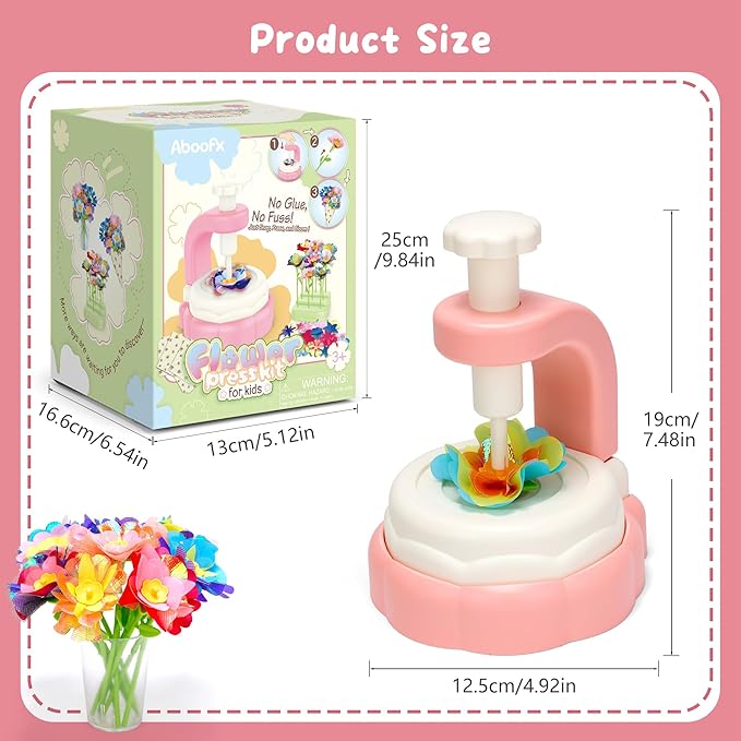 Aboofx Fabric Flower Bouquet Toys for Girls 3 4 5 6 7 8 Years Old, Flower Making Kit for Kids Age 3 4 5 6 7 8, Educational DIY Flowers Press Craft Kit Toy for Girls Birthday Holiday Party Xmas Gifts-CubbioJoy