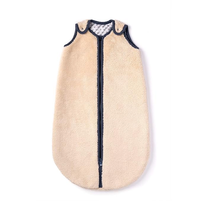 baby deedee Sleep Nest Teddy Baby Sleeping Bag, Oatmeal Navy, Medium (6-18 Month)-CubbioJoy