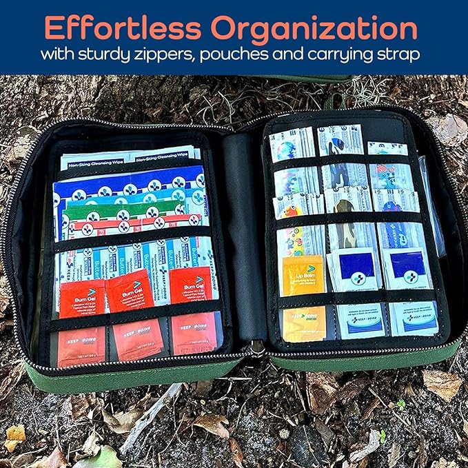 KeepGoing Large Home First Aid Kit for Kids – 270 Pc. for Car, Home, Dorm, & Boat with Latex-Free Bandages – 10 x 7 x 3.5 in. Travel First Aid Kit (Hunter Green)-CubbioJoy
