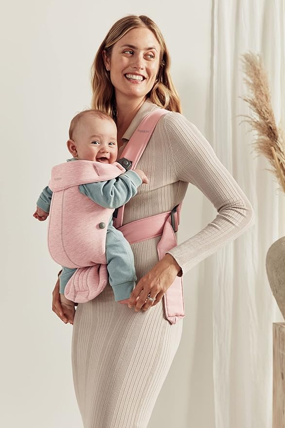 BabyBjörn Baby Carrier Mini, Light Pink, 3D Jersey | Infant Carrier (7-25 lbs), Ergonomic, Easy-to-Use-CubbioJoy