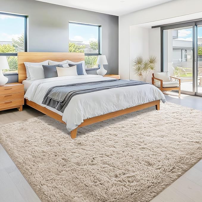 6x9 Area Rug for Living Room: Fluffy Shag Soft Washable Rugs Large Fuzzy Plush Indoor Carpet for Bedroom Nursery Playroom Kids Girls Boys Room (Camel, 6'x9')-CubbioJoy