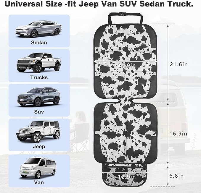 Car Seat Protector for Child Car Seat, 2 Pack Baby Car Seat Covers with Mesh Pockets & Non-Slip Backing 600D Durable Seat Protector-CubbioJoy