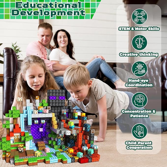 300 PCS Magnetic Blocks - Magnetic Building Blocks, Stacking Magnets for Kids, Sensory Toy for STEM Montessori Sensory Toys for Kids 3+ Boys and Girls Christmas Birthday Gifts-CubbioJoy