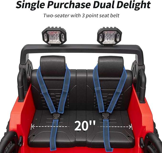2 Seater Ride on Toy Car for Kids, 24V 4WD Ride-on Truck Kids Electric Car with Remote Control, 4x200W Motors - Red-CubbioJoy