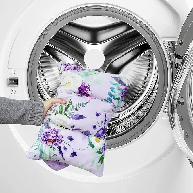 Infant Car Seat Insert and Strap Covers, Very Soft Car Seat Head Support Baby Girl Boy, Reversible Newborn Carseat Insert Cushion Fits for Stroller, Baby Swing, Bouncer (Purple Floral)-CubbioJoy