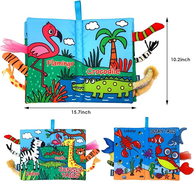 Baby Cloth Books 2PCS High Contrast Sensory Crinkle Book for Babies Tummy Time Early Learning Infant Toys for 0-18 Months-CubbioJoy