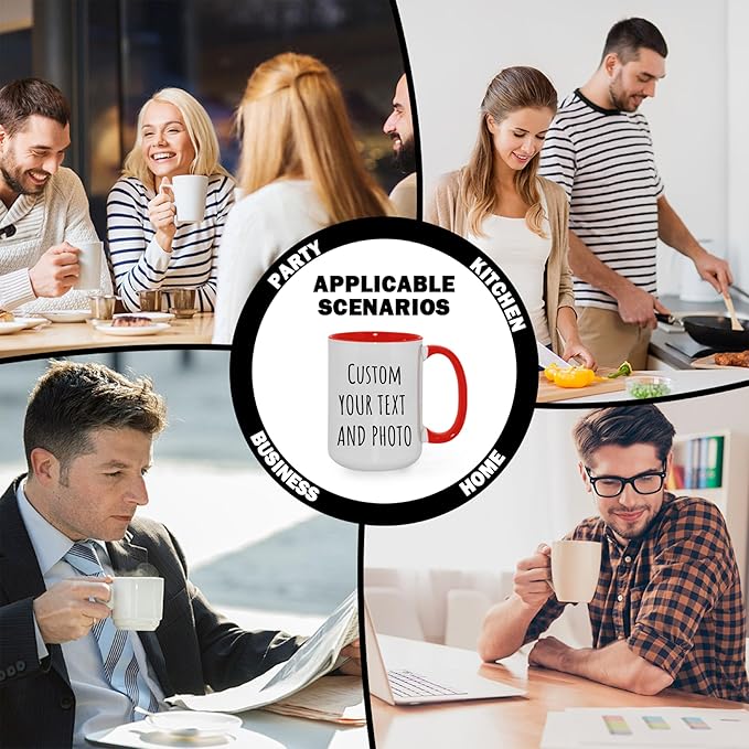 Custom Mug Upload Your Picture Personalized Coffee Mug with Photo Text Name Customized Cup Unique Ideas Gifts for Men Women Mom Dad Girlfriend Boyfriend Friend Family (Red, 15oz)-CubbioJoy