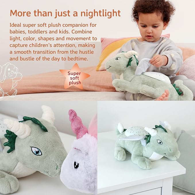 Cloud B Twilight Buddies Dragon Plush Night Light | Star and Constellation Projector in 3 Colours | Auto Shut-Off | from Birth-CubbioJoy