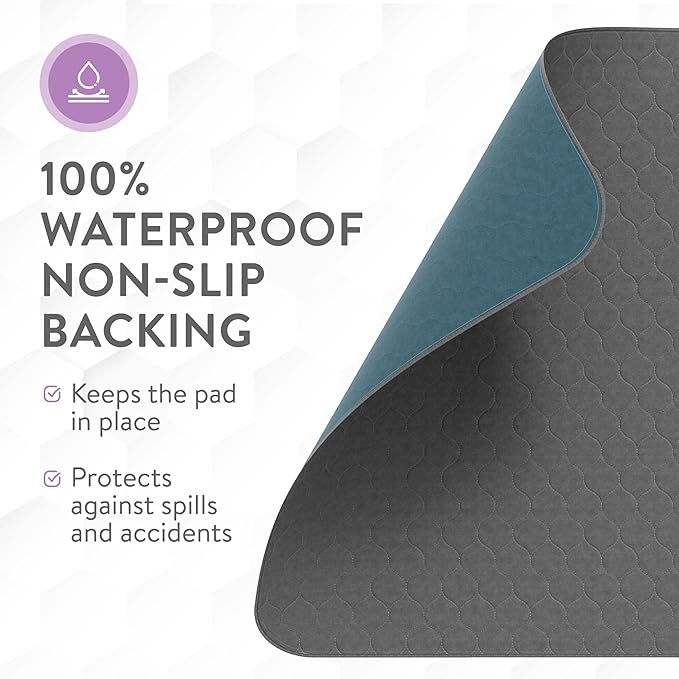 Inspire Underpads | Stain Hiding Gray Reusable Incontinence Bed Pads | Waterproof Mattress Pad | for Adults Babies and Dogs (34 X 36 - 6 Pack)-CubbioJoy