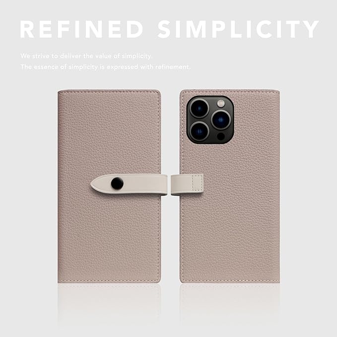 D8 Edition Full Grain Leather Wallet Case for iPhone 15 Pro - [2-in-1] Handcrafted Detachable Diary Style with Magnetic MagSafe Back Cover and Snap Closure, Gift Box Included (Light Cream)-CubbioJoy