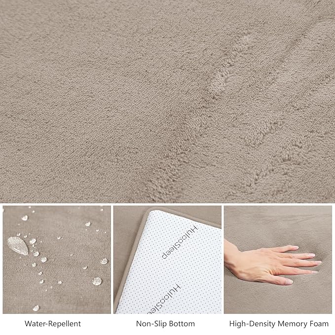 Baby Play Mat for Floor,1.3" Thick Elasti-Foam 50"×74" Playpen Mat for Tummy Time,Water Repellent Soft Coral Velvet for Toddler,Infant,Kids,Non-Slip Backing Safe for Crawling(Beige)-CubbioJoy