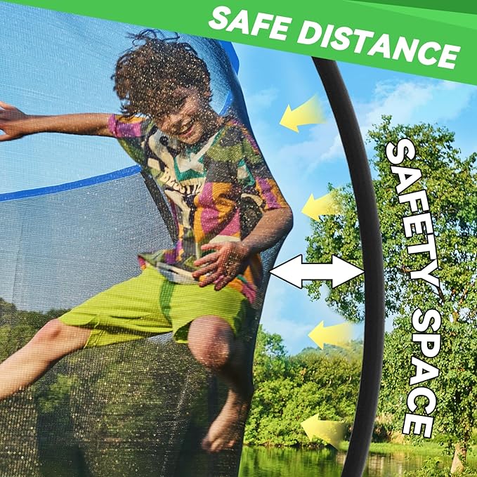 14FT 12FT 10FT 16FT Trampoline with Safety Enclosure, Anti-Rust Coating – ASTM Certified, Heavy-Duty Outdoor Trampoline with Ladder – for Kids & Adults-CubbioJoy