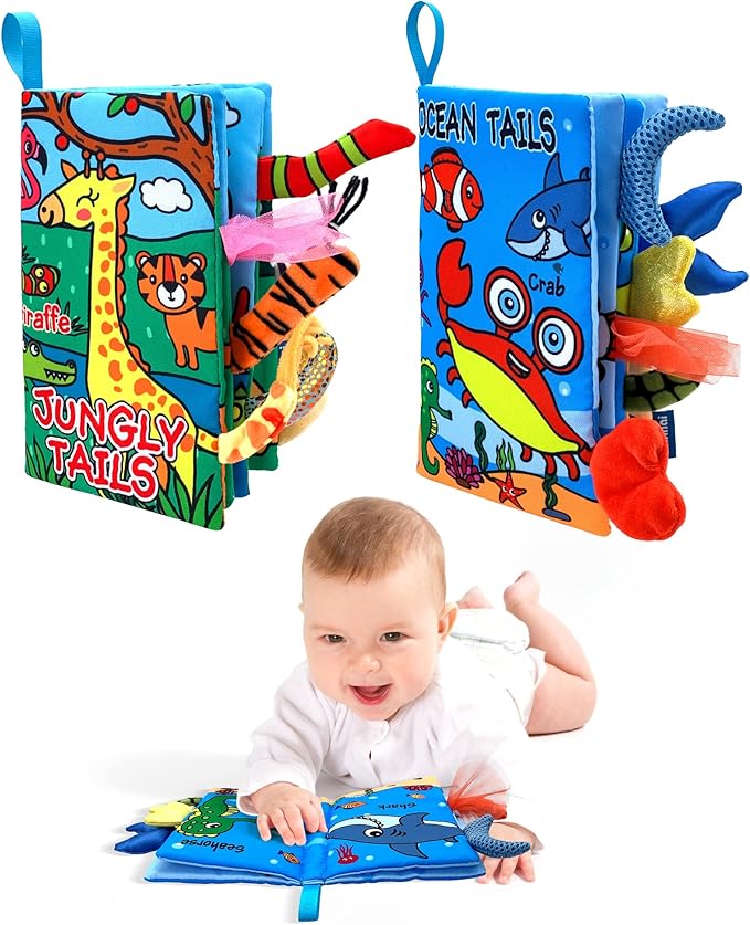 Baby Cloth Books 2PCS High Contrast Sensory Crinkle Book for Babies Tummy Time Early Learning Infant Toys for 0-18 Months-CubbioJoy