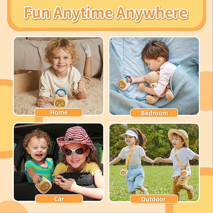 alilo Pocket Bunny Portable Kids Music Player, Musical Toys for Toddlers 1-3-5, Preloaded 120+ Stories/Music/Lullabies/White Noise,High Fidelity Sound Travel Bluetooth Speaker (with Strap and Ring)-CubbioJoy