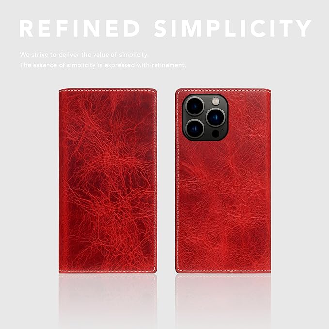 D7 Italian Wax Leather Wallet Case for iPhone 15 Pro - [2-in-1] Handcrafted Detachable Diary Style with Magnetic MagSafe Back Cover, Gift Box Included (Red)-CubbioJoy