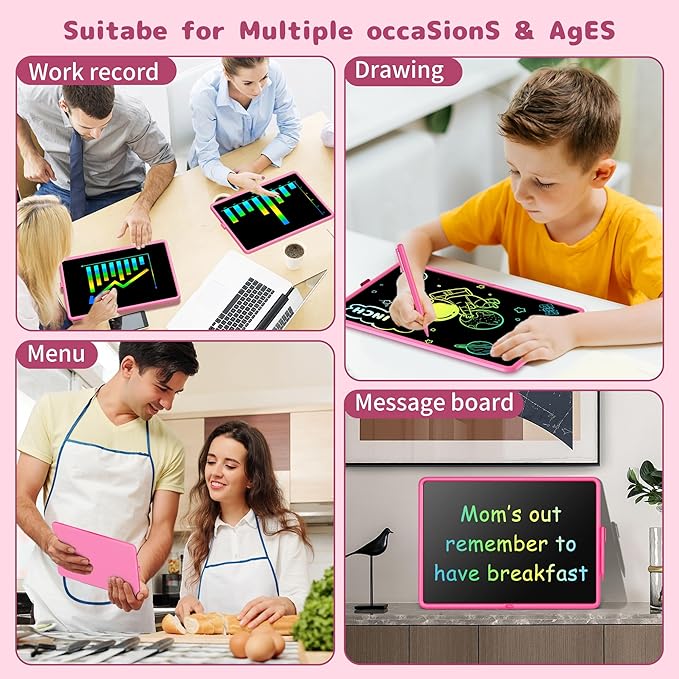 20 Inch LCD Writing Tablet for Kids, Children's Art Toys, Educational and Learning Drawing Kits, Birthday and Christmas Gifts for Boys and Girs Aged 3-12+, Pink-CubbioJoy