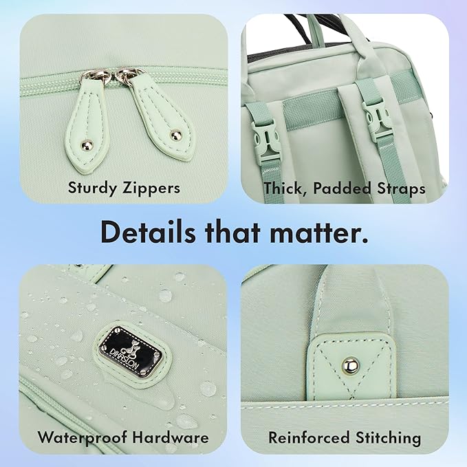 Dikaslon Diaper Bag Backpack with Portable Changing Pad, Pacifier Case and Stroller Straps, Large Unisex Baby Bags for Boys Girls, Multipurpose Travel Back Pack for Moms Dads, Mint Green-CubbioJoy