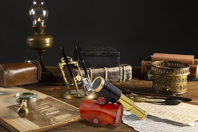 6" Solid Brass Quality Handcrafted Spyglass Telescope Set with Brown Carry Bag to Complete Your Collection [ B0957Y5NWK]-CubbioJoy
