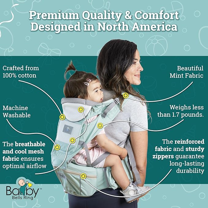 Baby Carrier - 6-in-1 Ergonomic Soft Carrier with Hip Seat and Large Storage, Front and Back Positions, Adjustable Waist Up to 43 Inches, for Infants Aged 2-36 Months, Weighing 6-45 lb-CubbioJoy