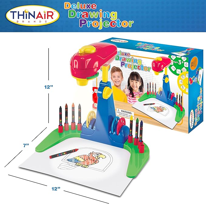 Drawing Projector for Kids 3 & Up | Preschool Tracing Projector Kit Includes 32 Animal Drawings on 4 Sturdy Discs, 8 Crayons & 1 Pad of Drawing Paper for Fun Play-Based Learning-CubbioJoy