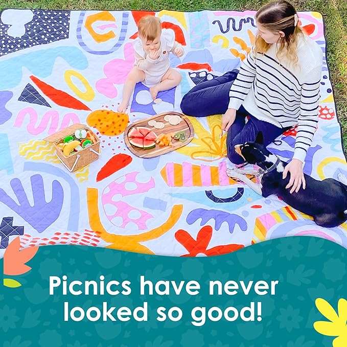 Jumbo Picnic Rug, Large Picnic Mat, 6'7" x 6'7", Outdoor Waterproof Picnic Blanket Beach Mat, Foldable & Waterproof, Picnic Blankets Ideal for Beach & Park, Outdoor Blanket, Pop Pip Pow-CubbioJoy