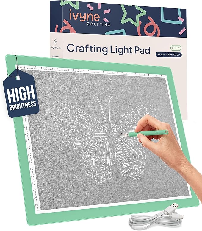 iVyne Corded Light Pad for Weeding Vinyl - A4 Light Box for Drawing - Light Board for Tracing - Light Box for Diamond Painting, Weeding Vinyl, Sketching, Tracing (Green)-CubbioJoy